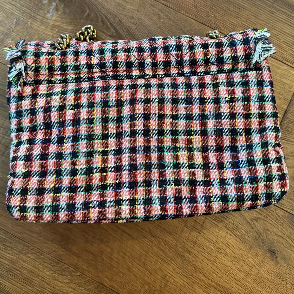 Kurt Geiger Multicolor Plaid Shoulder Bag with Gold Chain - Picture 7 of 11